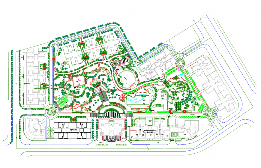 High level residential landscape architecture design dwg file 